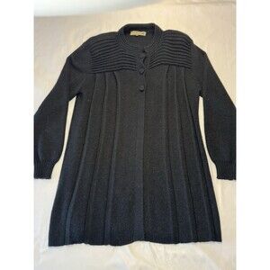 Peruvian Link Alpaca Collection Knit Black Cardigan 3 Button Open Front Size XL